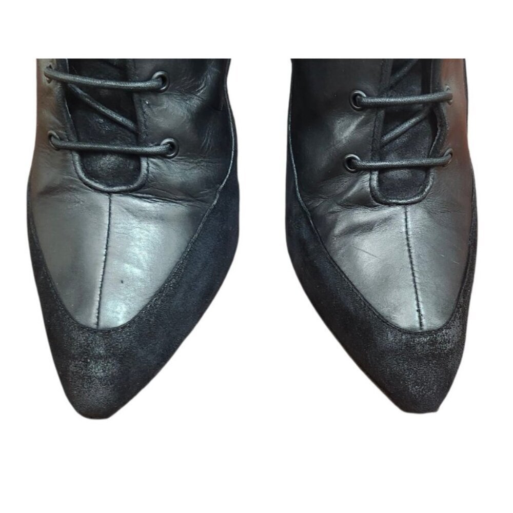 Proenza Schoulee Women’s Black Lace-Up Leather Suede Heeled Boots Pointed Toe 9 - Picture 3 of 16